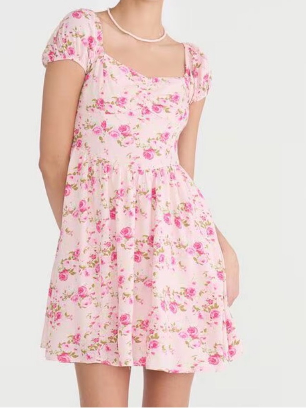 Aeropostale Pink Floral Square-Neck Mini Dress